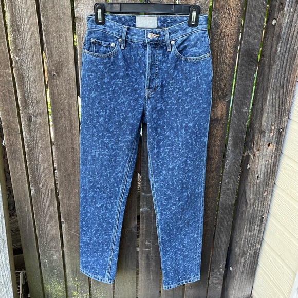 Everlane Wm’s The 90s Cheeky Organic Cotton Jean In Dark Painterly Strokes Sz 25 - Picture 9 of 16